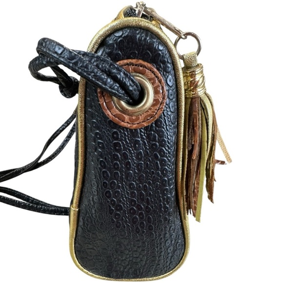 Vintage 80s Alentino NAS Abstract Metallic Patchwork Boho Glam Crossbody Bag - Picture 5 of 9